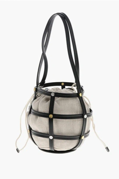 Staud Leather Ellie Bag With Cut Out And Golden Effect Details