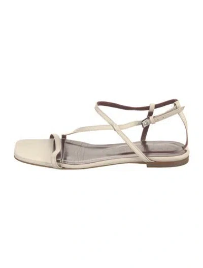 Pre-owned Staud Leather Flats In Neutrals
