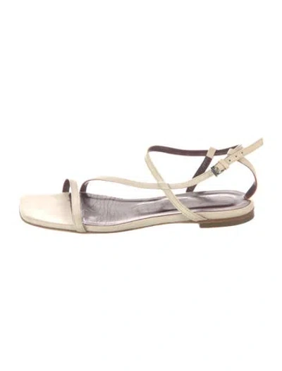 Pre-owned Staud Leather Flats In Neutrals