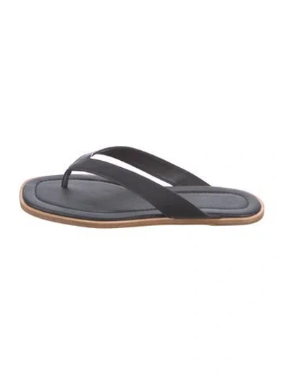 Pre-owned Staud Leather Flip Flops In Black