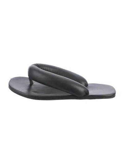 Pre-owned Staud Leather Flip Flops In Black