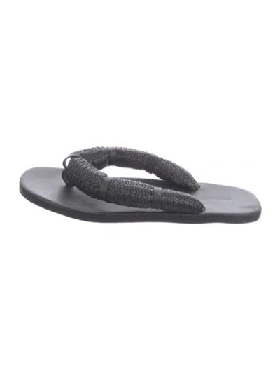 Pre-owned Staud Leather Flip Flops In Black