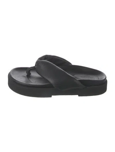 Pre-owned Staud Leather Flip Flops In Black