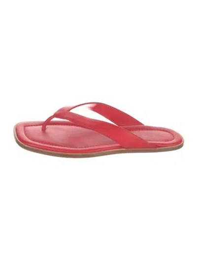Pre-owned Staud Leather Flip Flops In Red