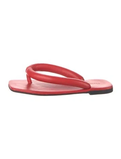Pre-owned Staud Leather Flip Flops In Red
