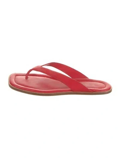 Pre-owned Staud Leather Flip Flops In Red