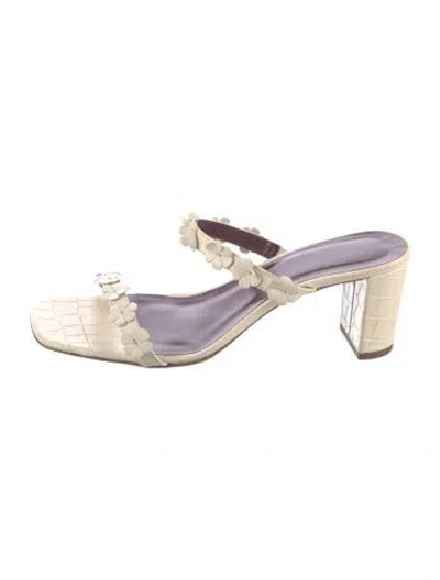 Pre-owned Staud Leather Floral Print Sandals In Neutral