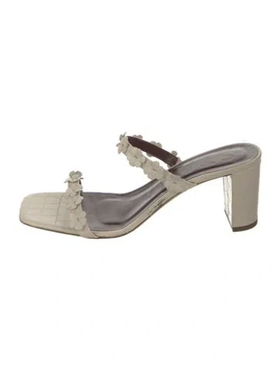 Pre-owned Staud Leather Floral Print Sandals In Neutrals