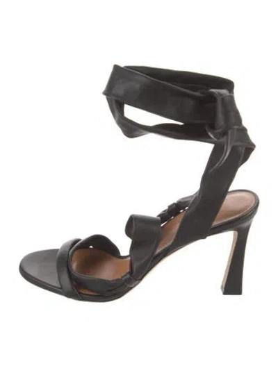 Pre-owned Staud Leather Gladiator Sandals In Black