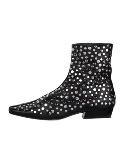 Pre-owned Staud Leather Graphic Print Boots In Black