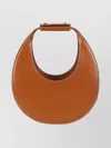 Staud Leather Handbag With Curved Shape And Handle In Brown