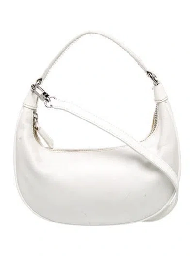 Pre-owned Staud Leather Hobo In White