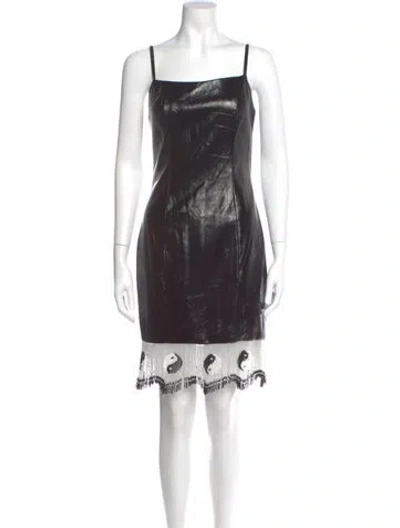 Pre-owned Staud Leather Knee-length Dress In Black