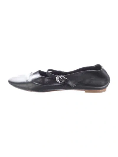 Pre-owned Staud Leather Mary Jane Flats In Black