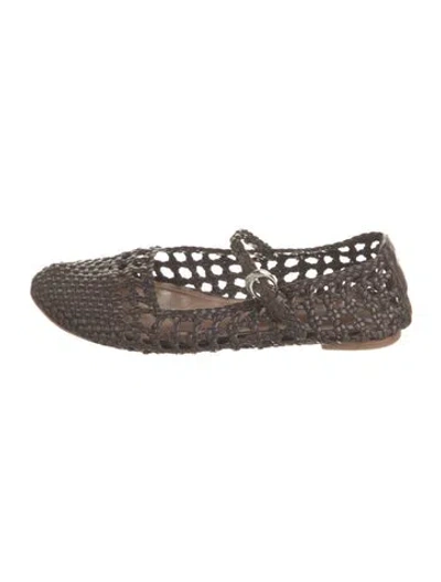 Pre-owned Staud Leather Mary Jane Flats In Brown