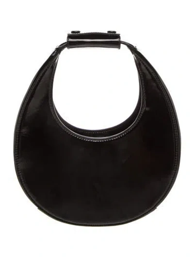Pre-owned Staud Leather Mini Moon Shoulder Bag In Black