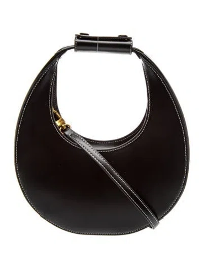 Pre-owned Staud Leather Moon Mini W/ Tags In Black
