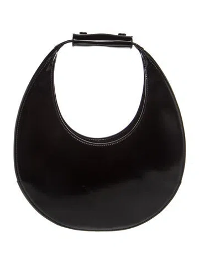Pre-owned Staud Leather Moon Saddle Bag In Black