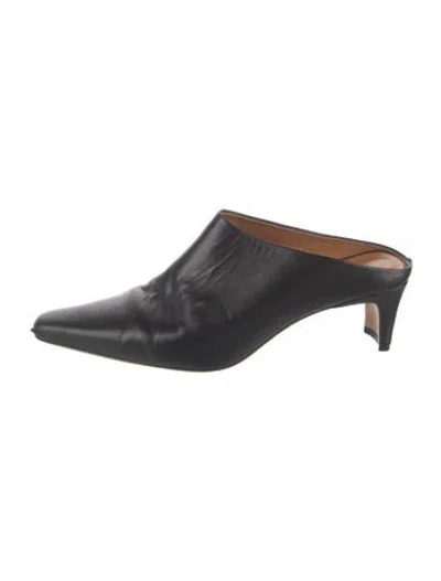 Pre-owned Staud Leather Mules In Black