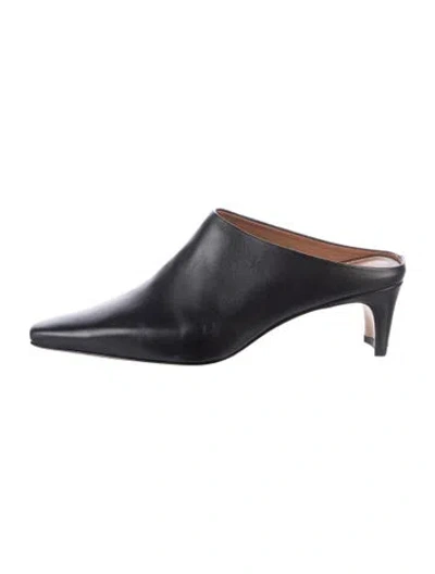 Pre-owned Staud Leather Mules In Black/blue