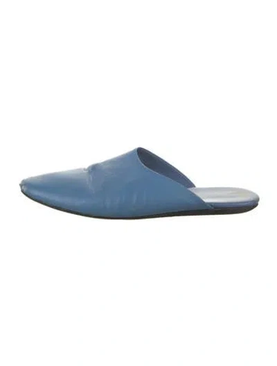 Pre-owned Staud Leather Mules In Blue