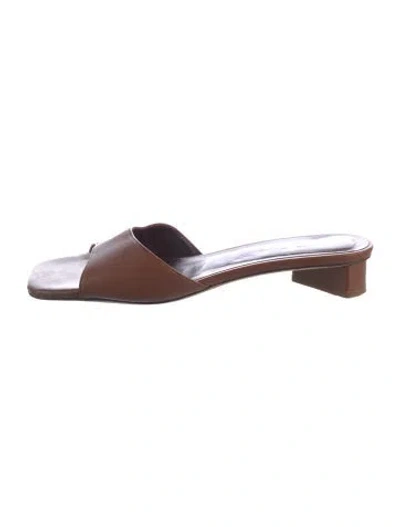 Pre-owned Staud Leather Mules In Brown