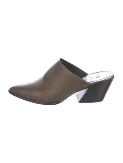 Pre-owned Staud Leather Mules In Brown