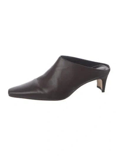 Pre-owned Staud Leather Mules In Brown