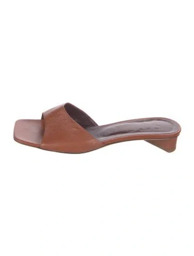 Pre-owned Staud Leather Mules In Brown