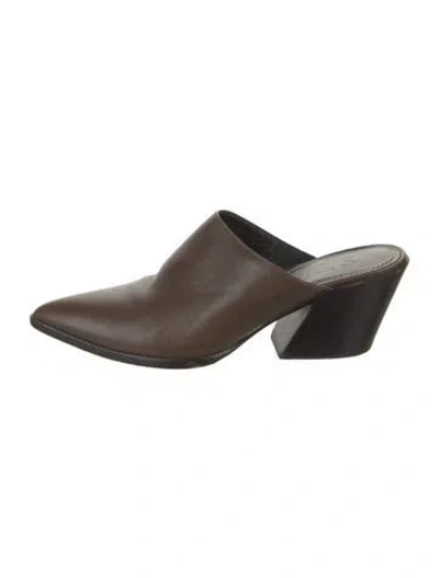 Pre-owned Staud Leather Mules In Brown