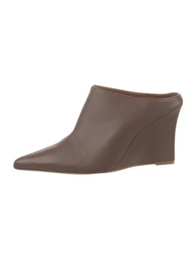 Pre-owned Staud Leather Mules In Brown