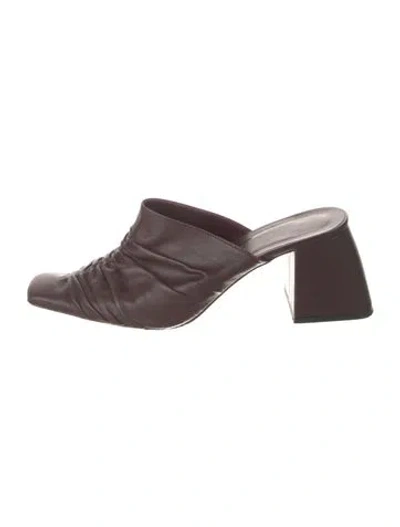 Pre-owned Staud Leather Mules In Burgundy