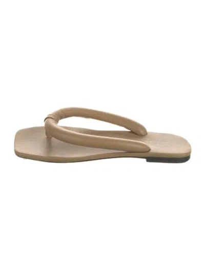 Pre-owned Staud Leather Mules In Neutral