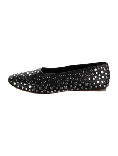 Pre-owned Staud Leather Patterned Ballet Flats In Black