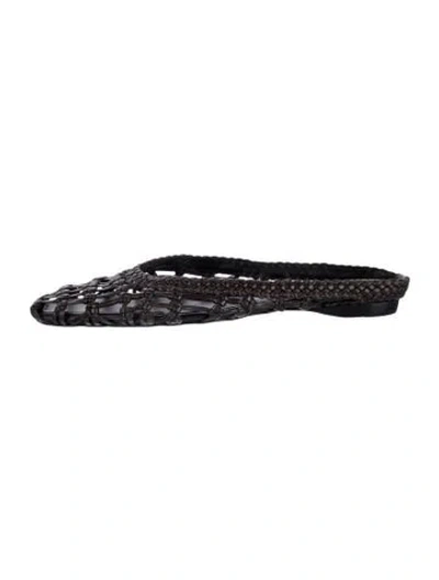 Pre-owned Staud Leather Patterned Mules In Brown