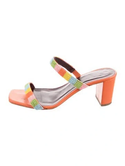 Pre-owned Staud Leather Patterned Sandals In Orange