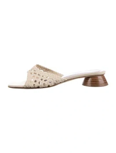 Pre-owned Staud Leather Patterned Slides In Neutrals