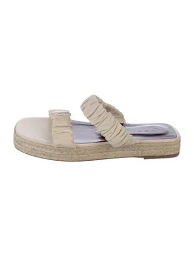 Pre-owned Staud Leather Pleated Accents Sandals In Neutral