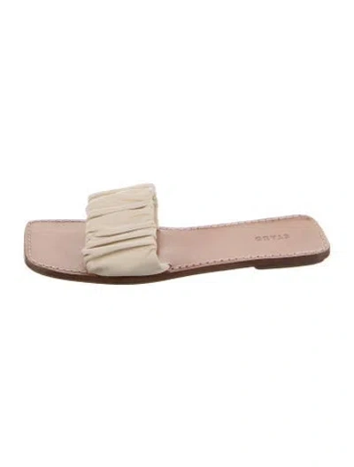 Pre-owned Staud Leather Pleated Accents Slides In Multi
