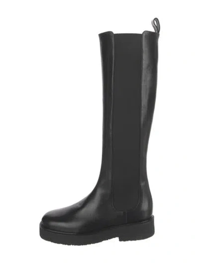 Pre-owned Staud Leather Rain Boots In Black