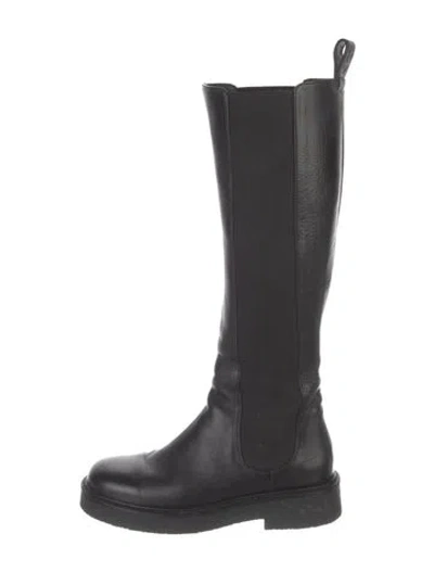 Pre-owned Staud Leather Riding Boots In Black