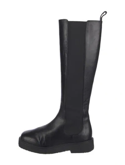 Pre-owned Staud Leather Riding Boots In Black