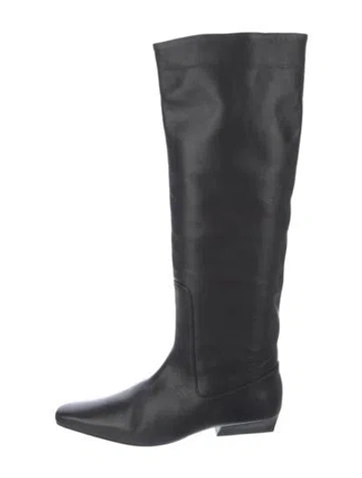 Pre-owned Staud Leather Riding Boots In Black