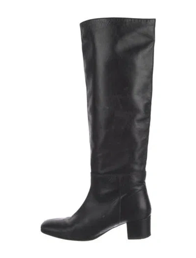 Pre-owned Staud Leather Riding Boots In Black