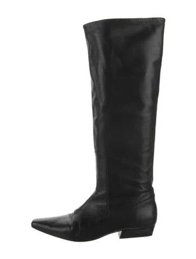 Pre-owned Staud Leather Riding Boots In Black