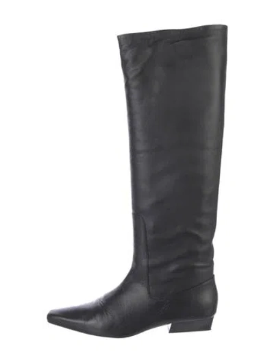 Pre-owned Staud Leather Riding Boots In Black