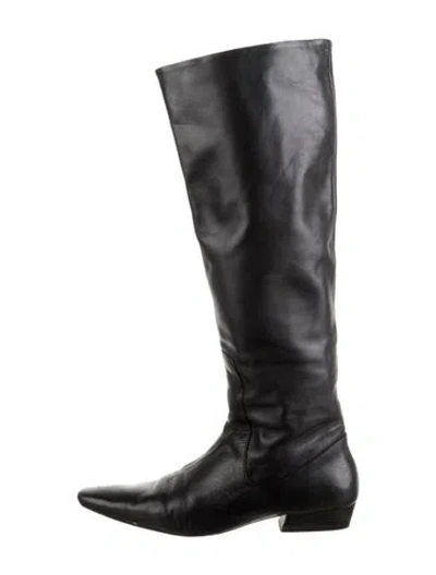 Pre-owned Staud Leather Riding Boots In Black