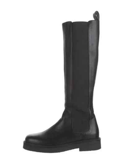 Pre-owned Staud Leather Riding Boots In Black