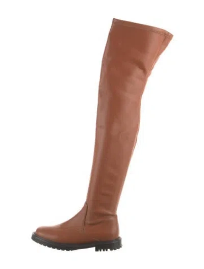 Pre-owned Staud Leather Riding Boots In Brown