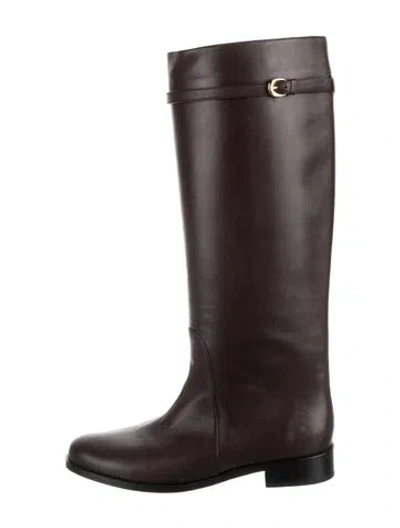 Pre-owned Staud Leather Riding Boots In Brown